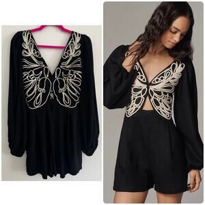 Farm Rio x Anthropologie Embroidered Long-Sleeve Romper